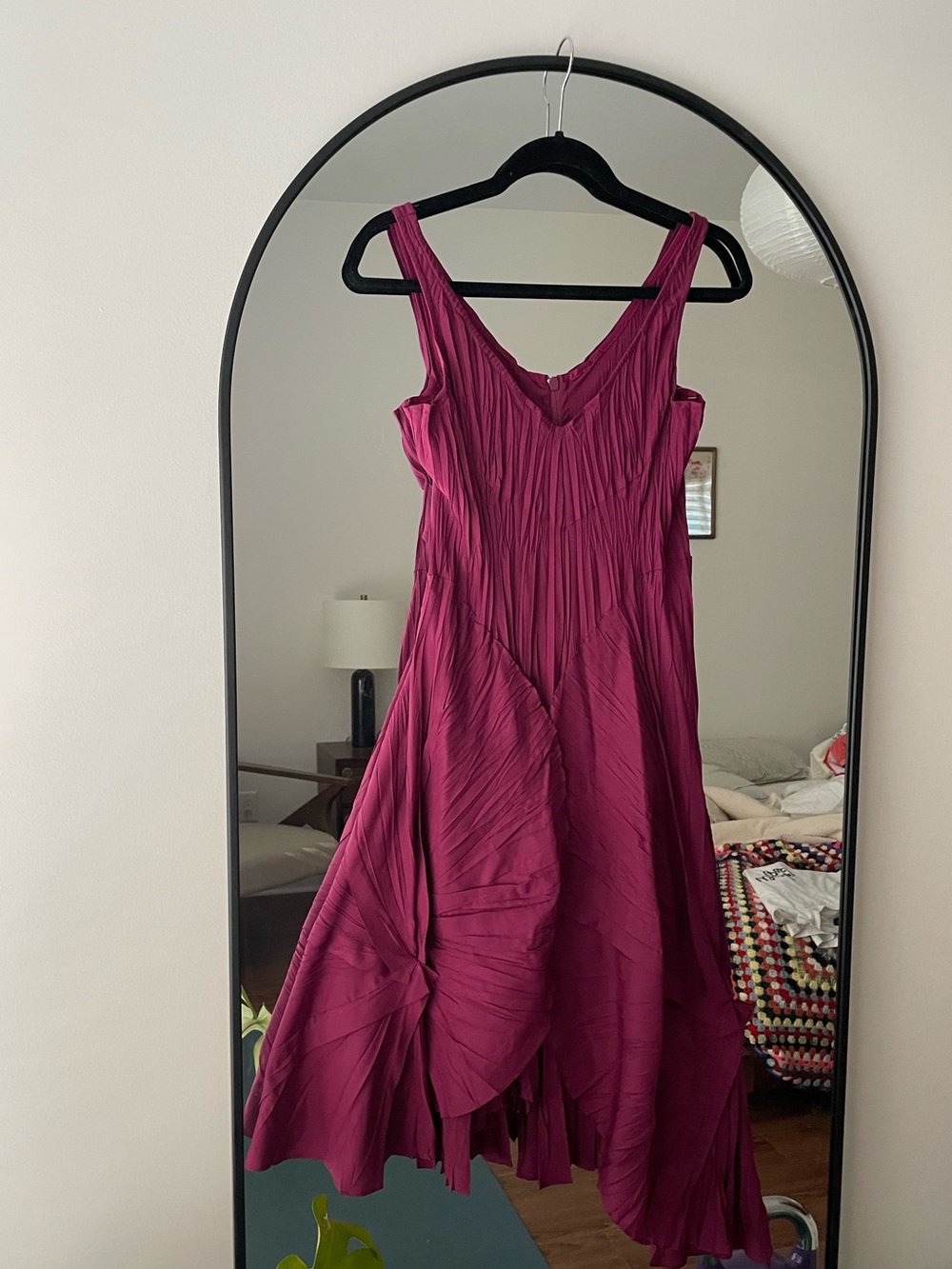 Marie saint pierre wine redish purple crinkle petal dress